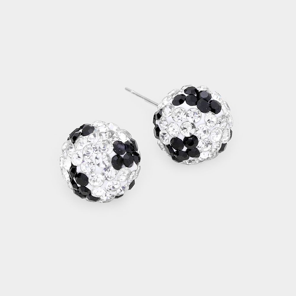 Brand New Boutique Animal Print Shamballa Ball Stud 12 mm Earrings